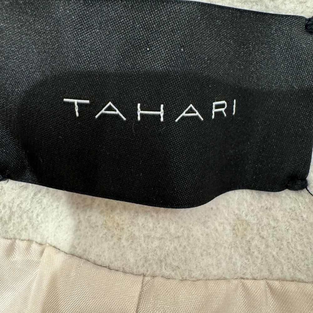 Tahari Wool Izzy coat cream neutral blush belted gold buttons 10 - Picture 6 of 16